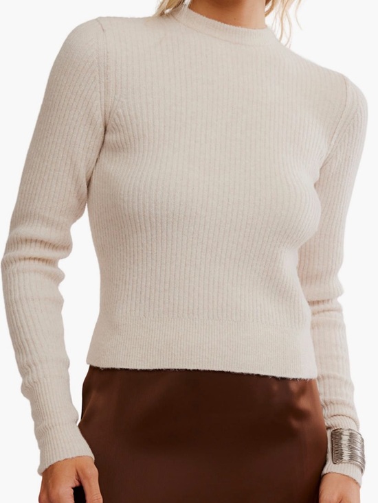 Free People Sweaters - NEW Free People Ever After Rib Sweater in Almond Milk Heather